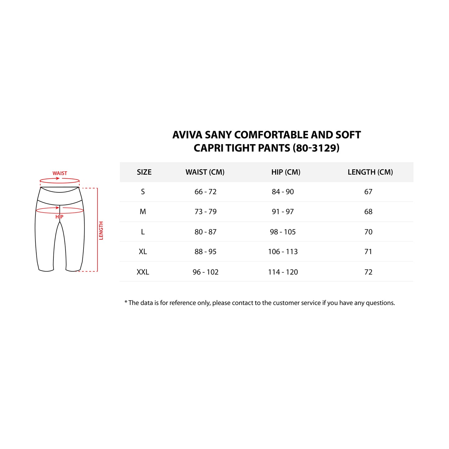 AVIVA Sany Comfortable And Soft Capri Tight Pants (80-3129)