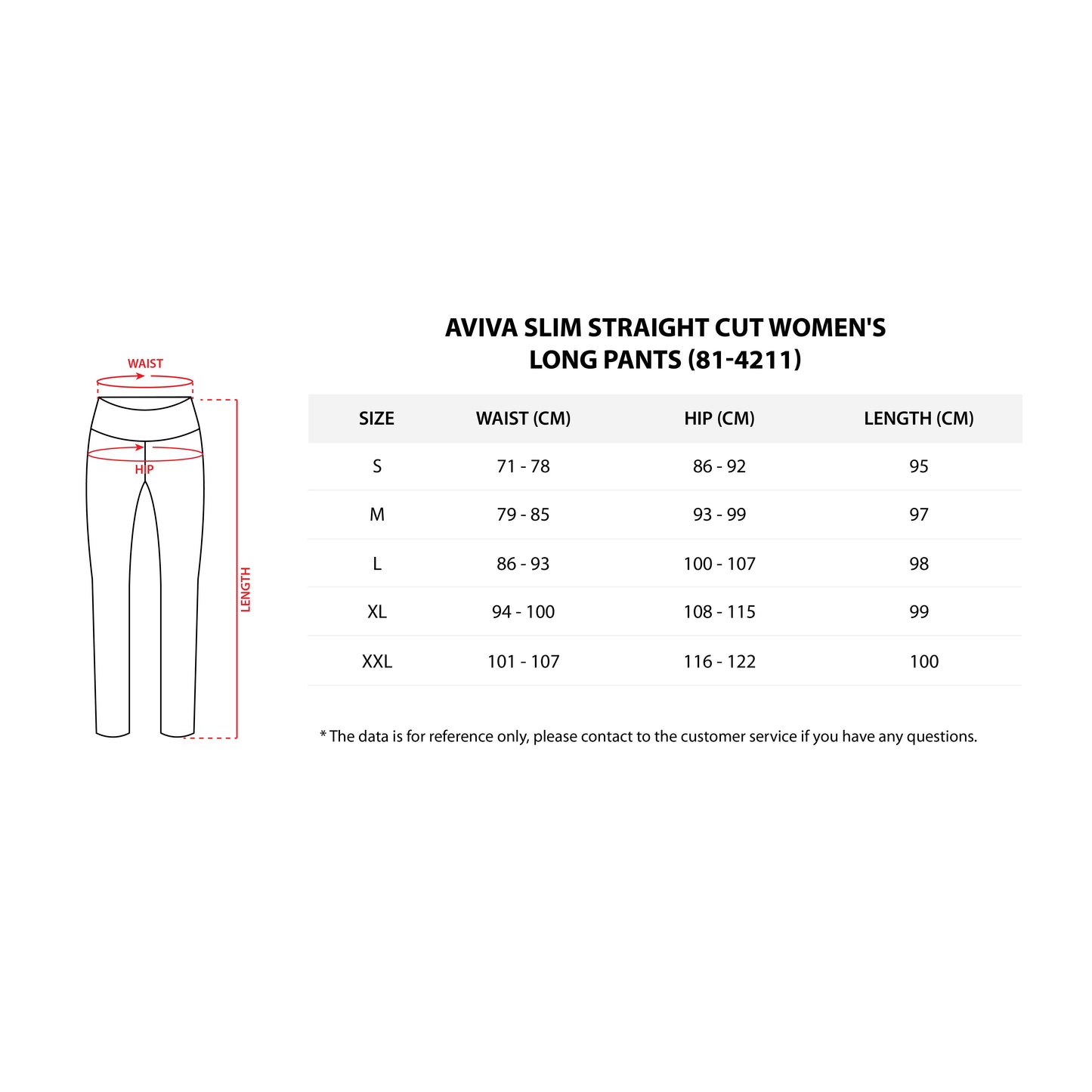 Aviva Slim Straight Cut Women's Long Pants 81-4211