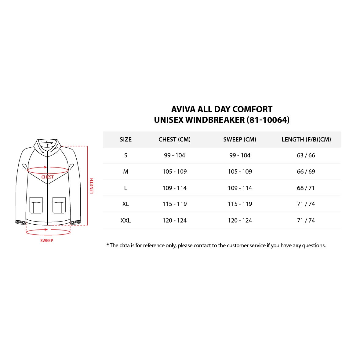 【S - XXL】AVIVA All Day Comfort Unisex Windbreaker (81-10064)
