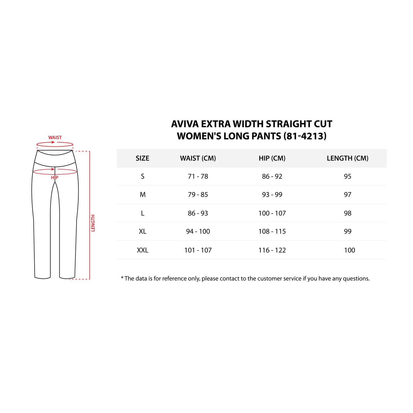 Aviva Extra Width Straight Cut Women's Long Pants 81-4213