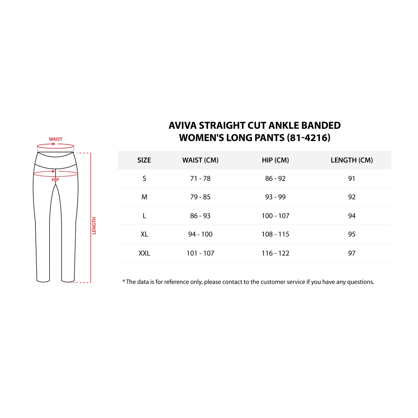 Aviva Straight Cut ankle banded Women's Long Pants (81-4216)