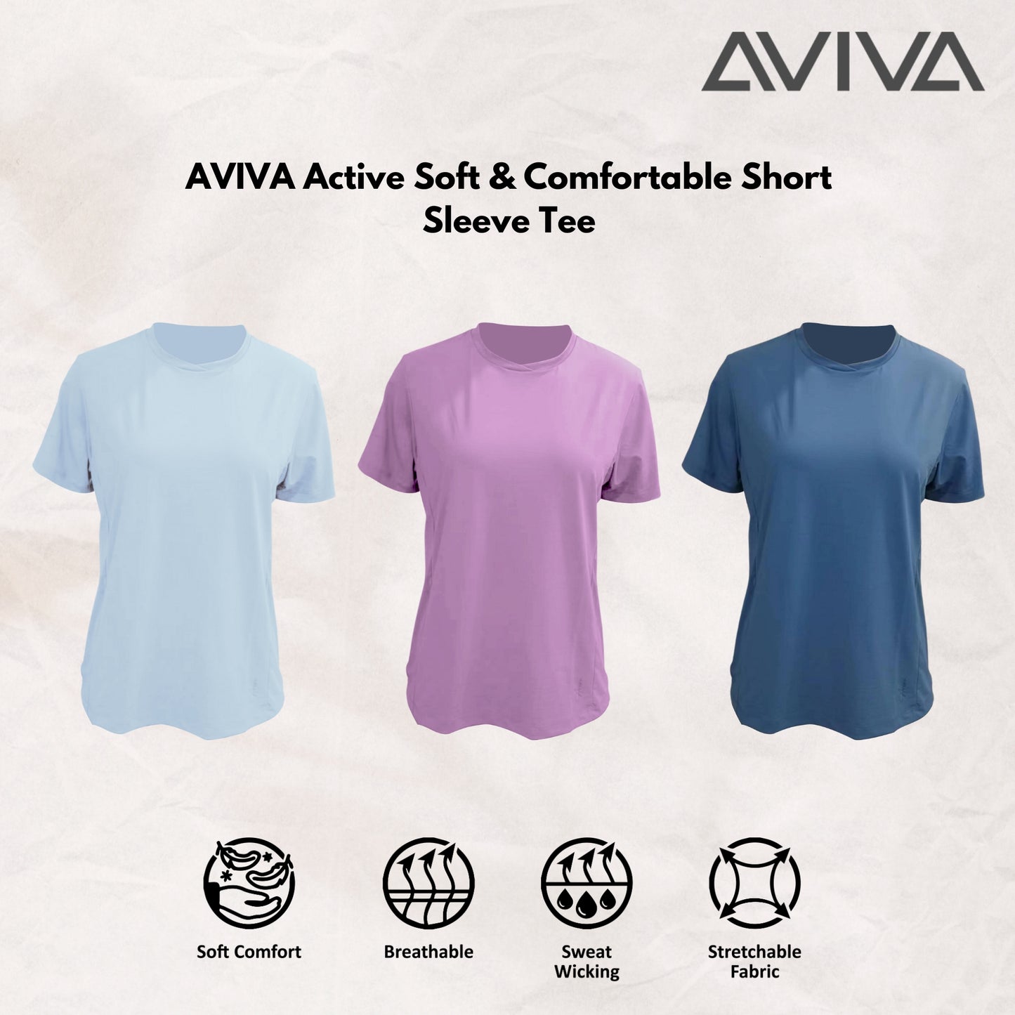 AVIVA Active Soft & Comfortable Short Sleeve Tee (81-8116)