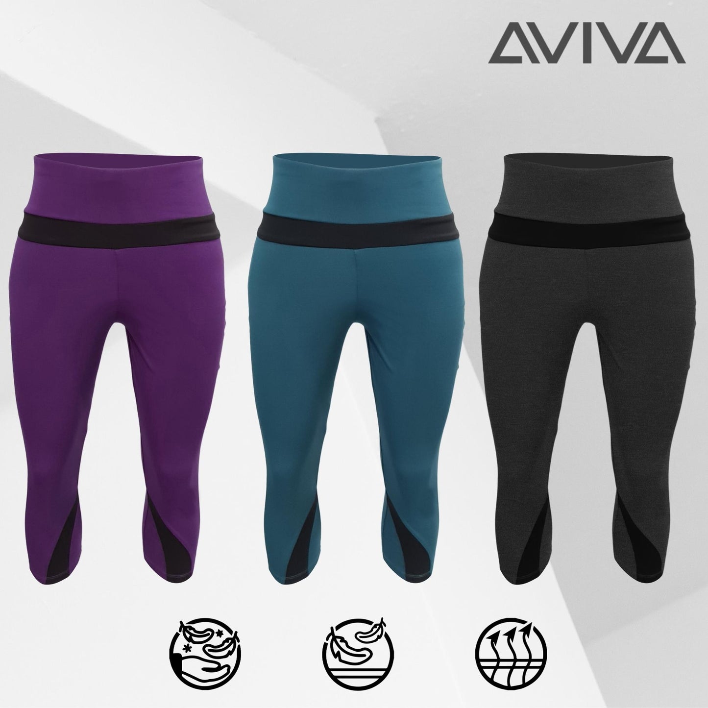 AVIVA Active Sportwear Capri Leggings with Pockets (80-3130)