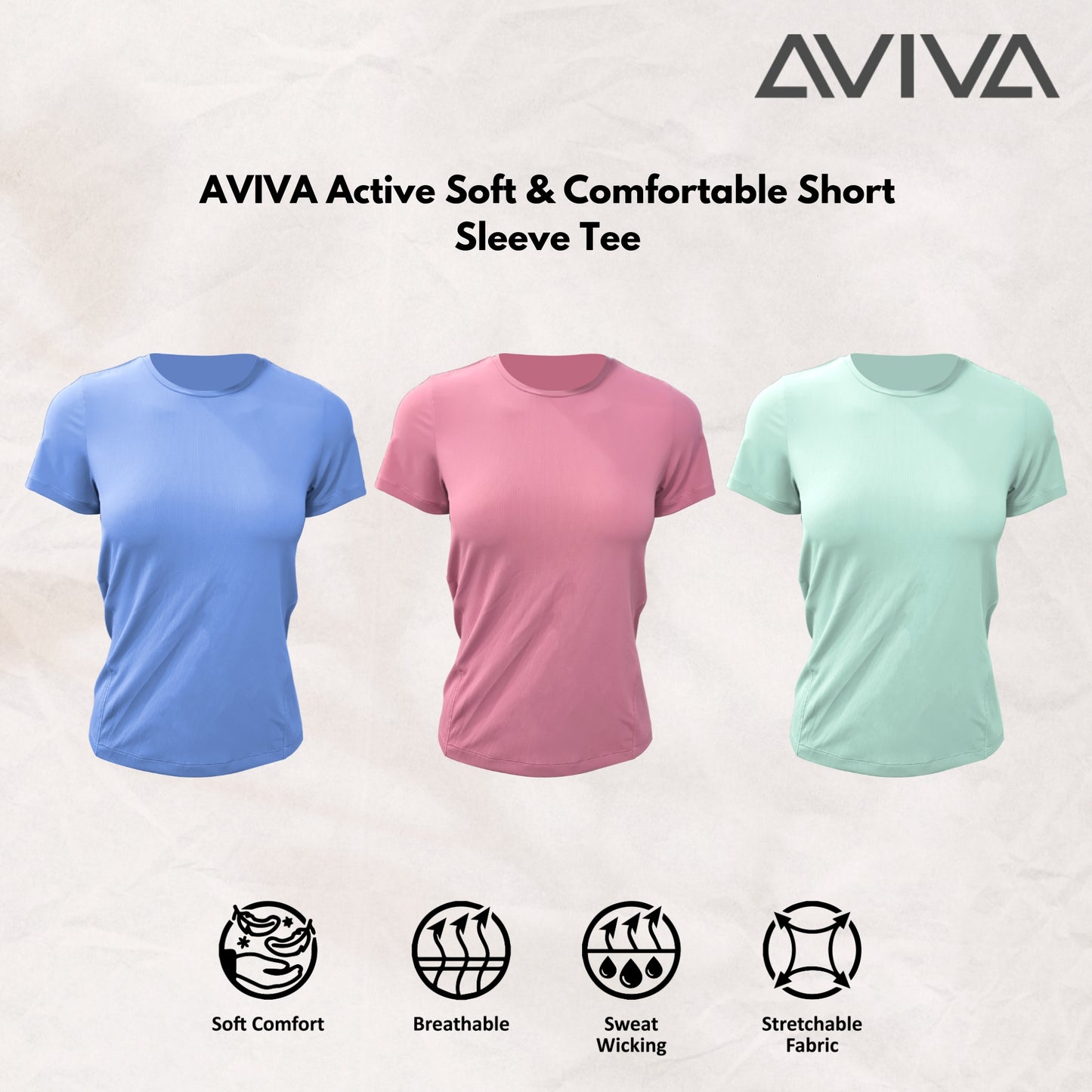 AVIVA Active Soft & Comfortable Short Sleeve Tee (80-8117)