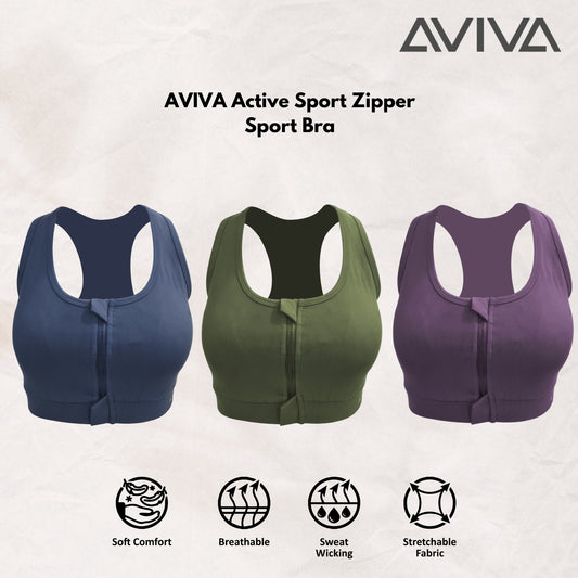 AVIVA Active Sport Zipper Sport Bra (81-6120)