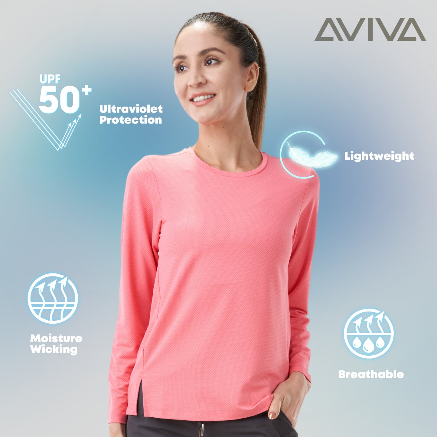 AVIVA UV Protection Women Long Sleeve Microfiber Tee ( 81-9071 )