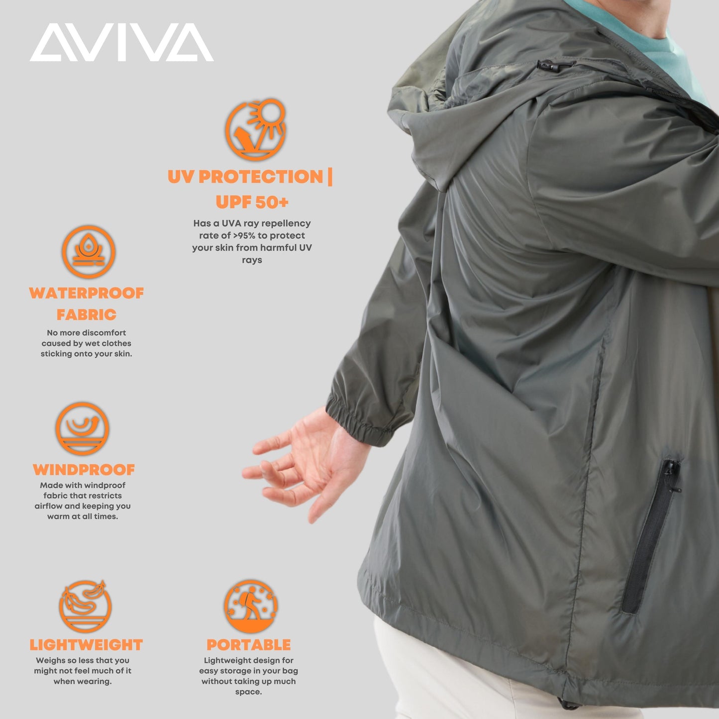 AVIVA High Performance Unisex UV Protection Windbreaker (81-10054)