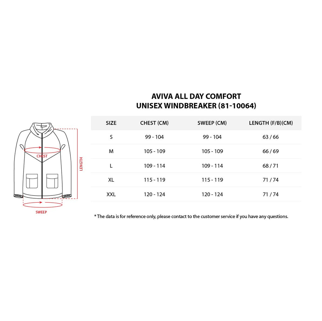 【S - XXL】AVIVA All Day Comfort Unisex Windbreaker (81-10064)
