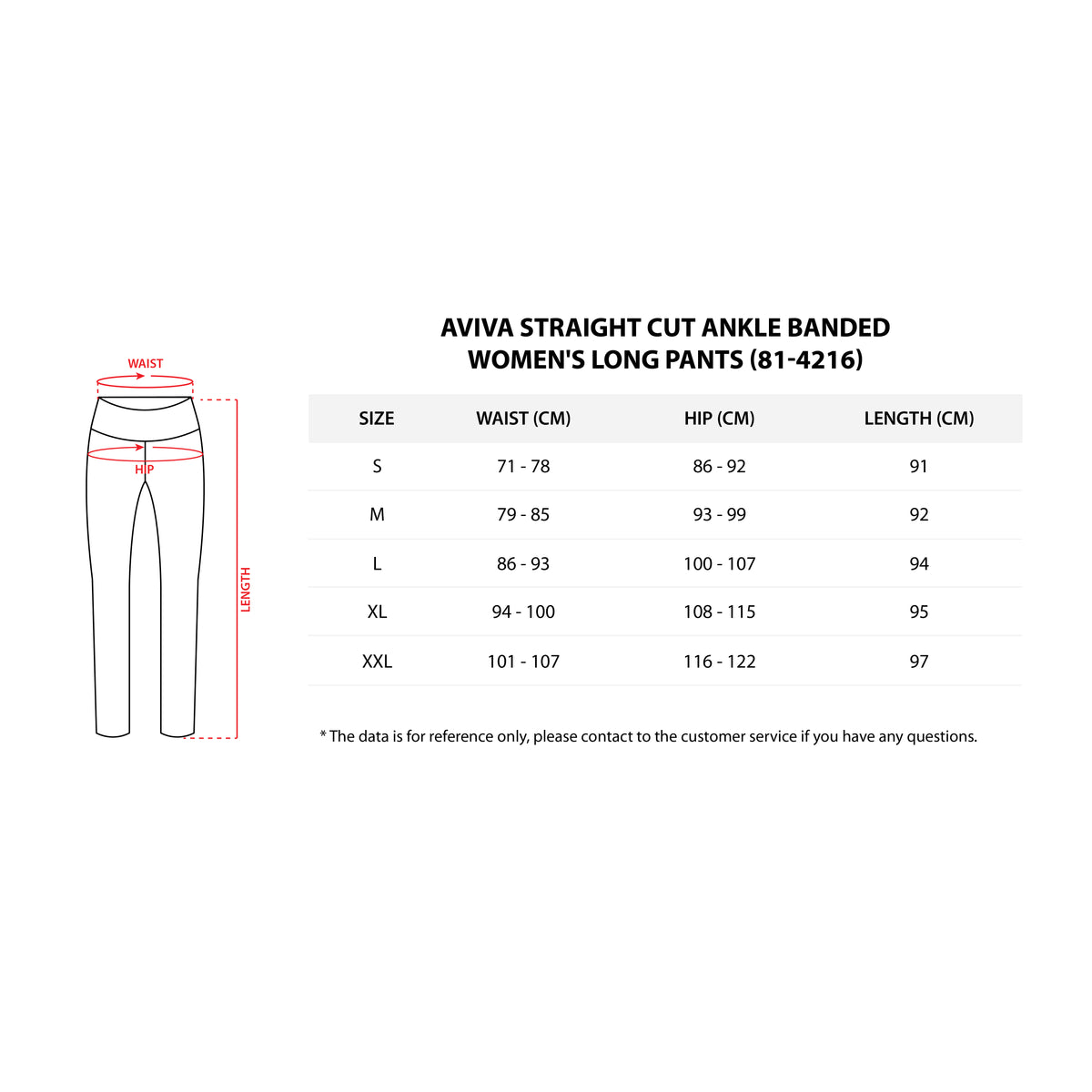 Aviva Straight Cut ankle banded Women's Long Pants (81-4216)