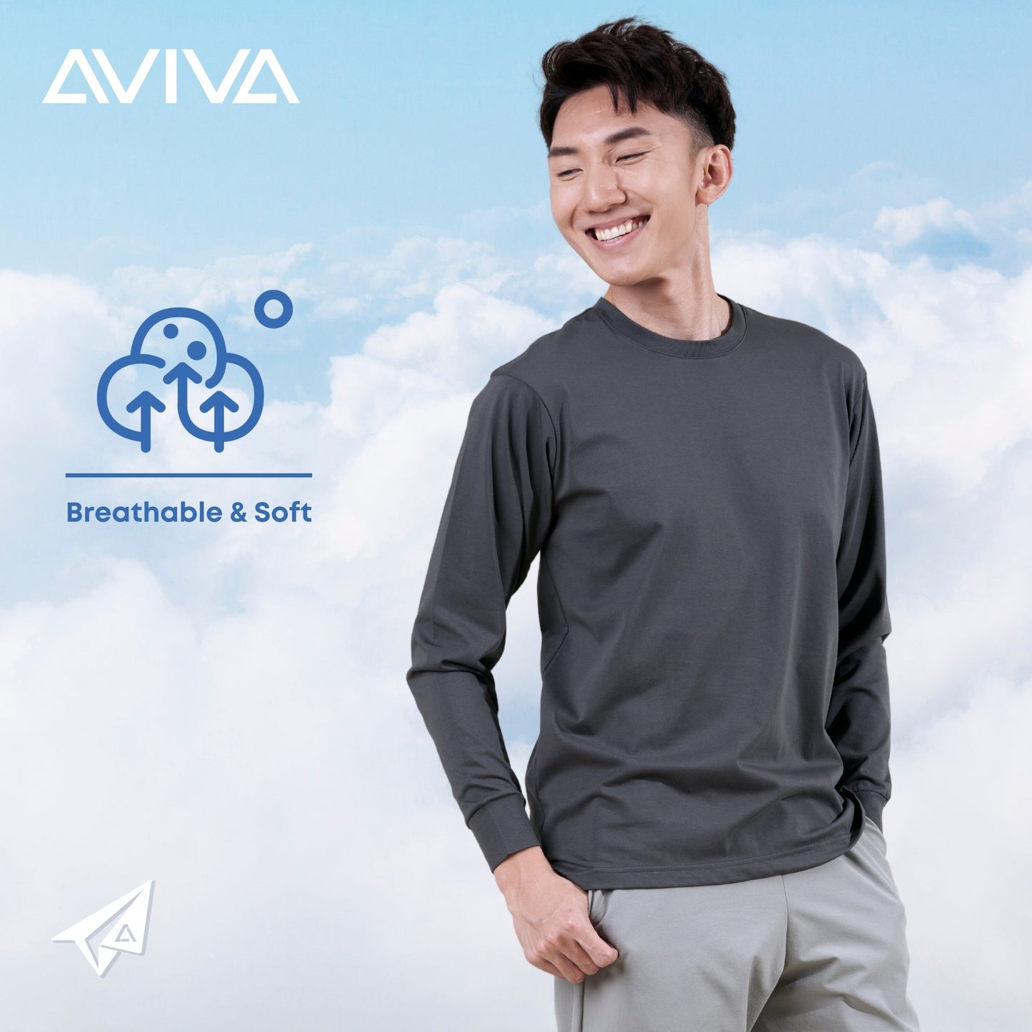 AVIVA A-LINE Lifestyle Cotton Elegance Men Long Sleeve Tee (91-9029)