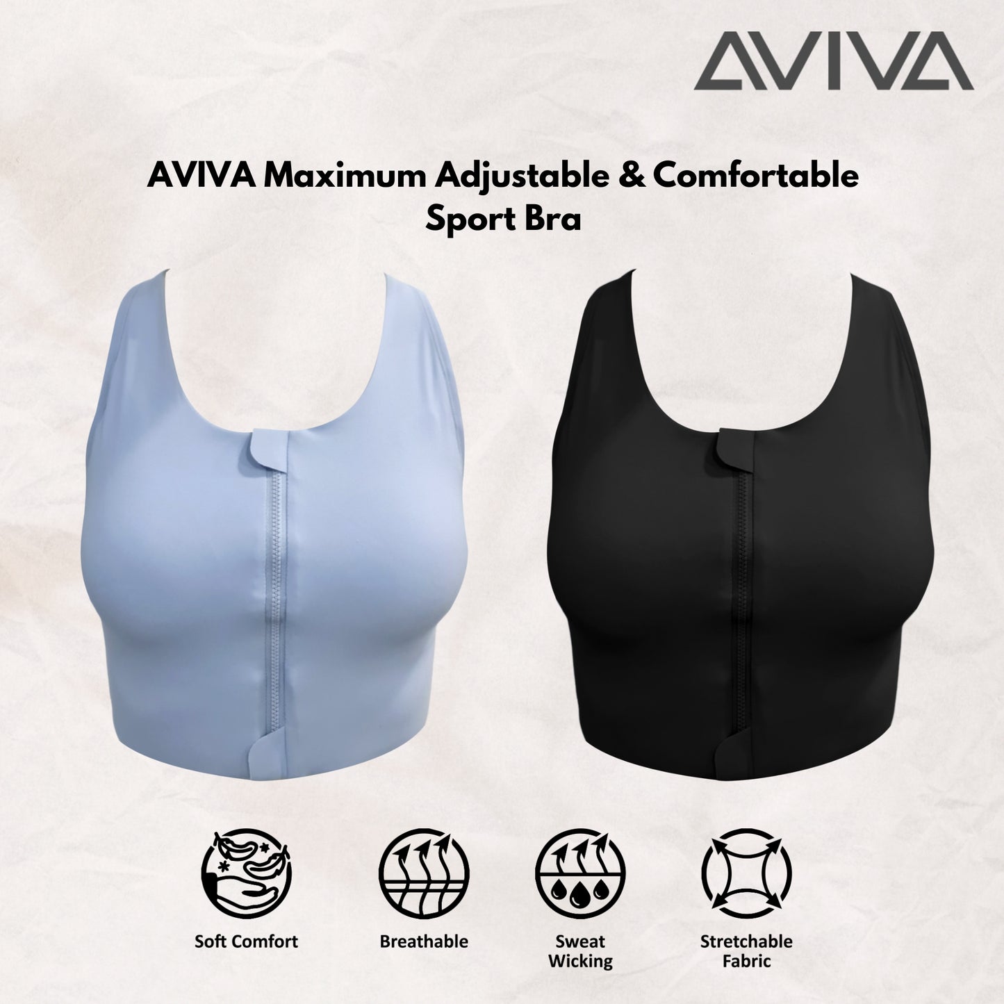 AVIVA Maximum Adjustable & Comfortable Sport Bra (81-6125)