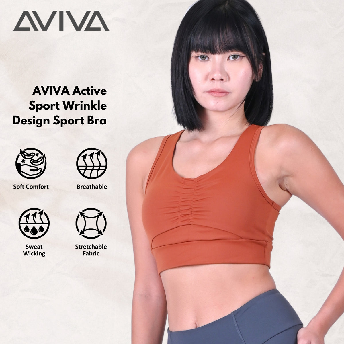 AVIVA Active Sport Wrinkle Design Sport Bra (81-6121)