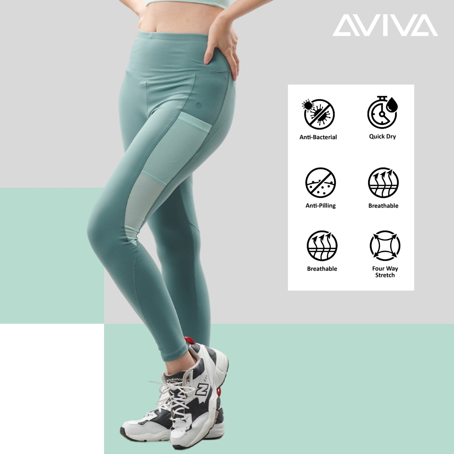 AVIVA Isla Women’s Antibacterial Active Pants with Pockets(81-4148)