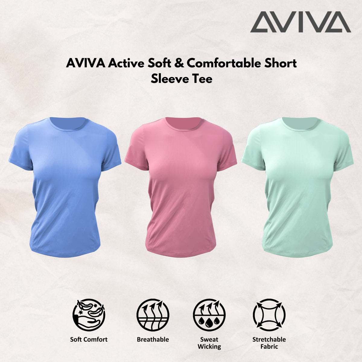 AVIVA Active Soft & Comfortable Short Sleeve Tee (80-8117)