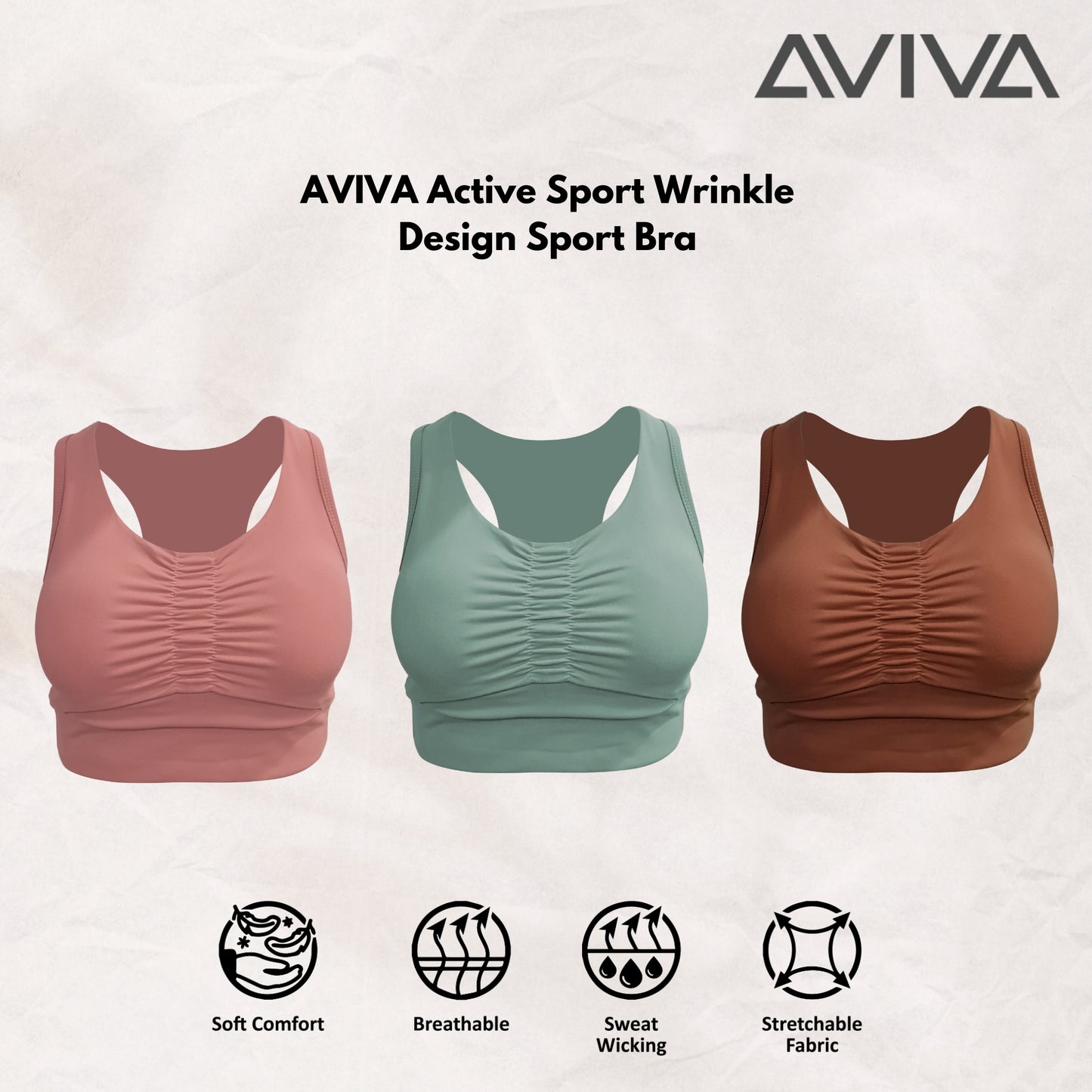 AVIVA Active Sport Wrinkle Design Sport Bra (81-6121)