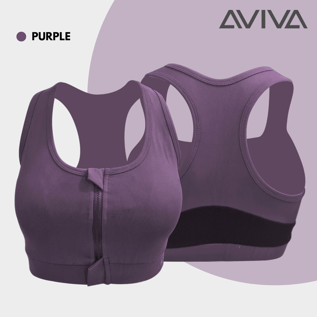 AVIVA Active Sport Zipper Sport Bra (81-6120)