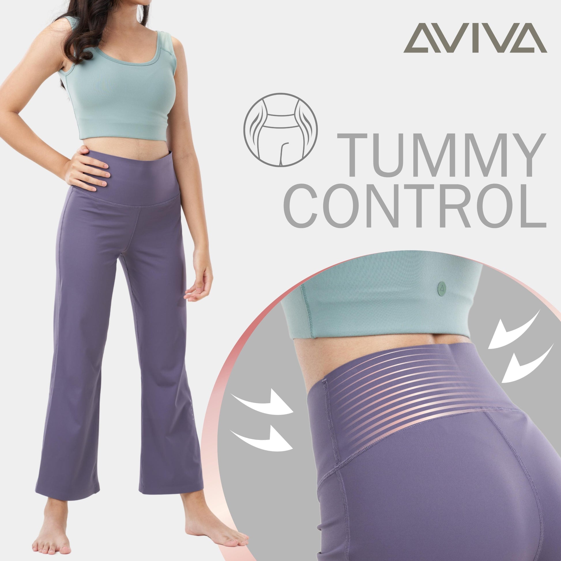 AVIVA Maximum Tummy Control Straight Cut Long Pants (81-4190