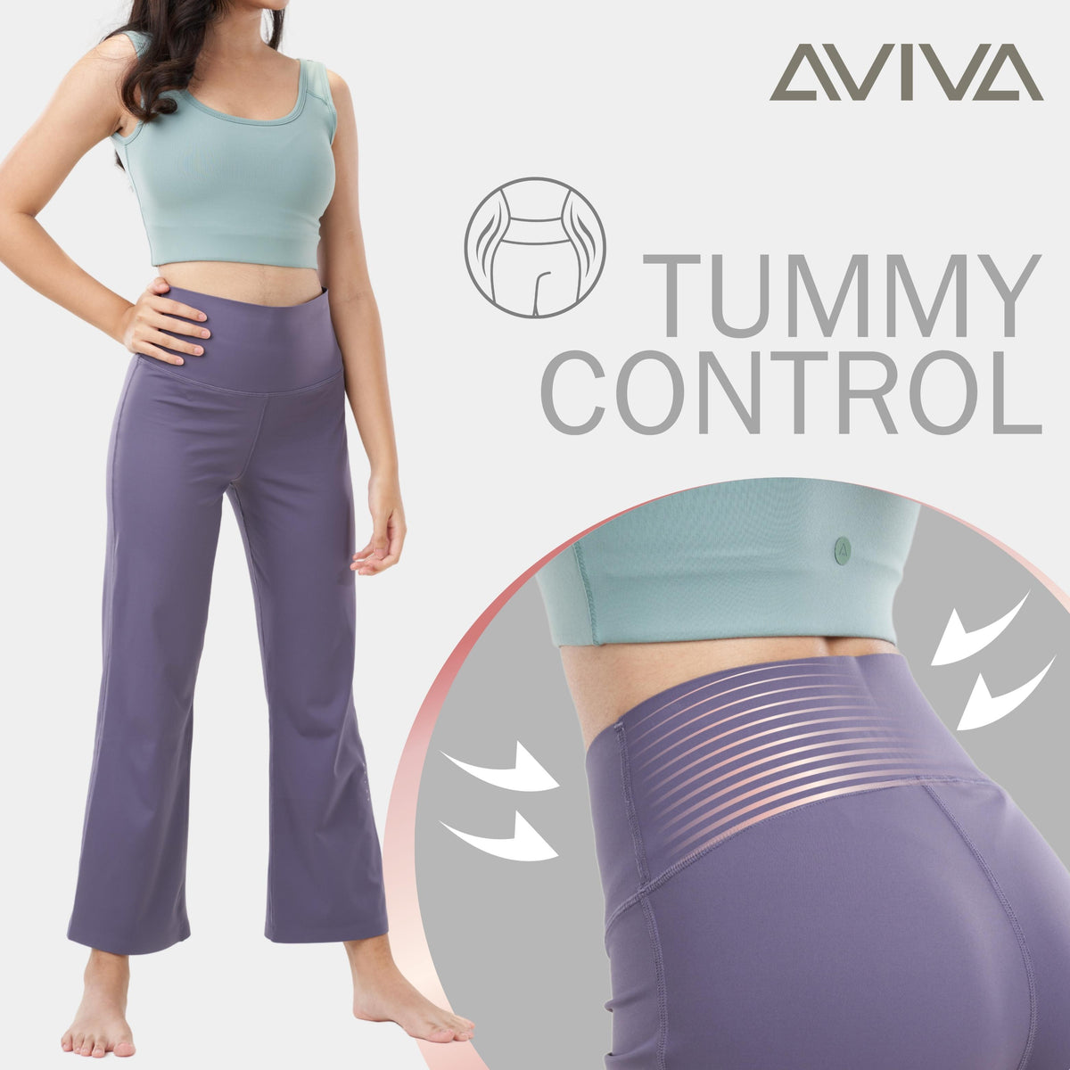 AVIVA Maximum Tummy Control Straight Cut Long Pants (81-4190)