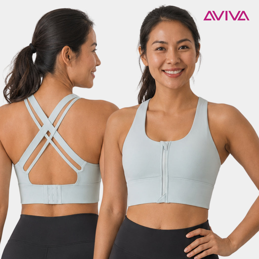 【S - XXL】AVIVA SecureFlex Zip-Front Sports Bra (81-6130)