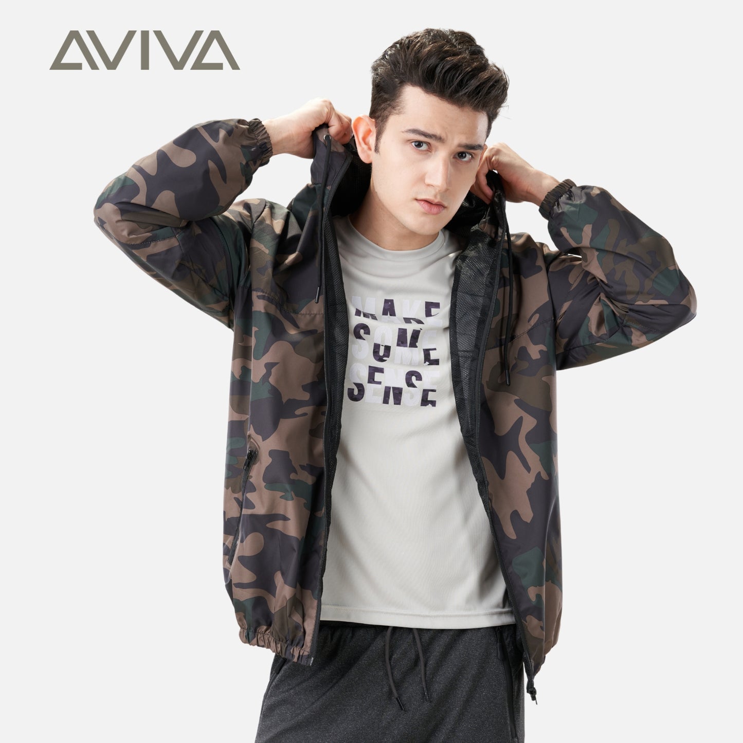 Aviva Men's Slim Fit Long Sleeve Camou Sport Jackets (91-10058)