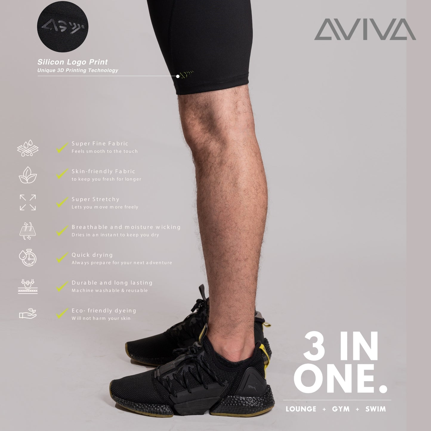 Aviva 3 In 1 Men Bicycle Shorts (91-2013）