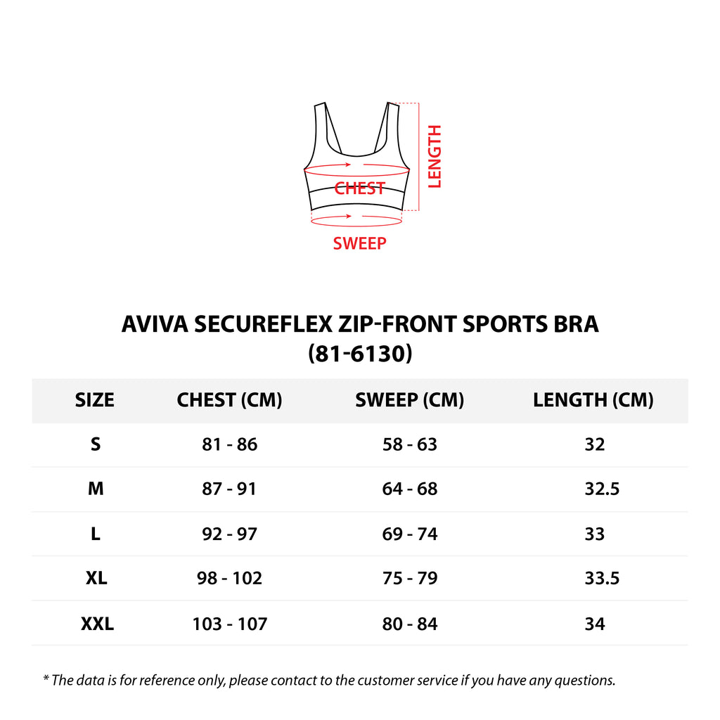 【S - XXL】AVIVA SecureFlex Zip-Front Sports Bra (81-6130)