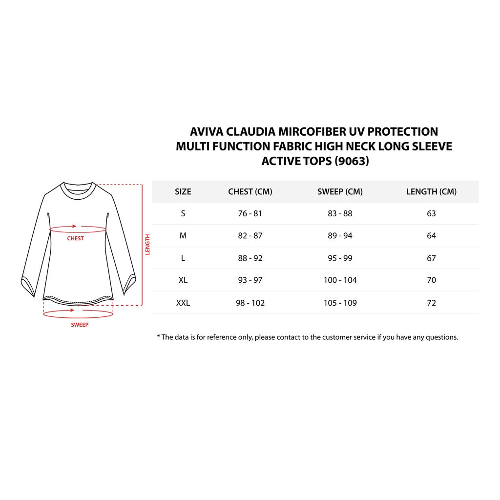 AVIVA Veronica Mircofiber UV Protection Multi Function Fabric Long Sleeve Active Tops (80-9063)