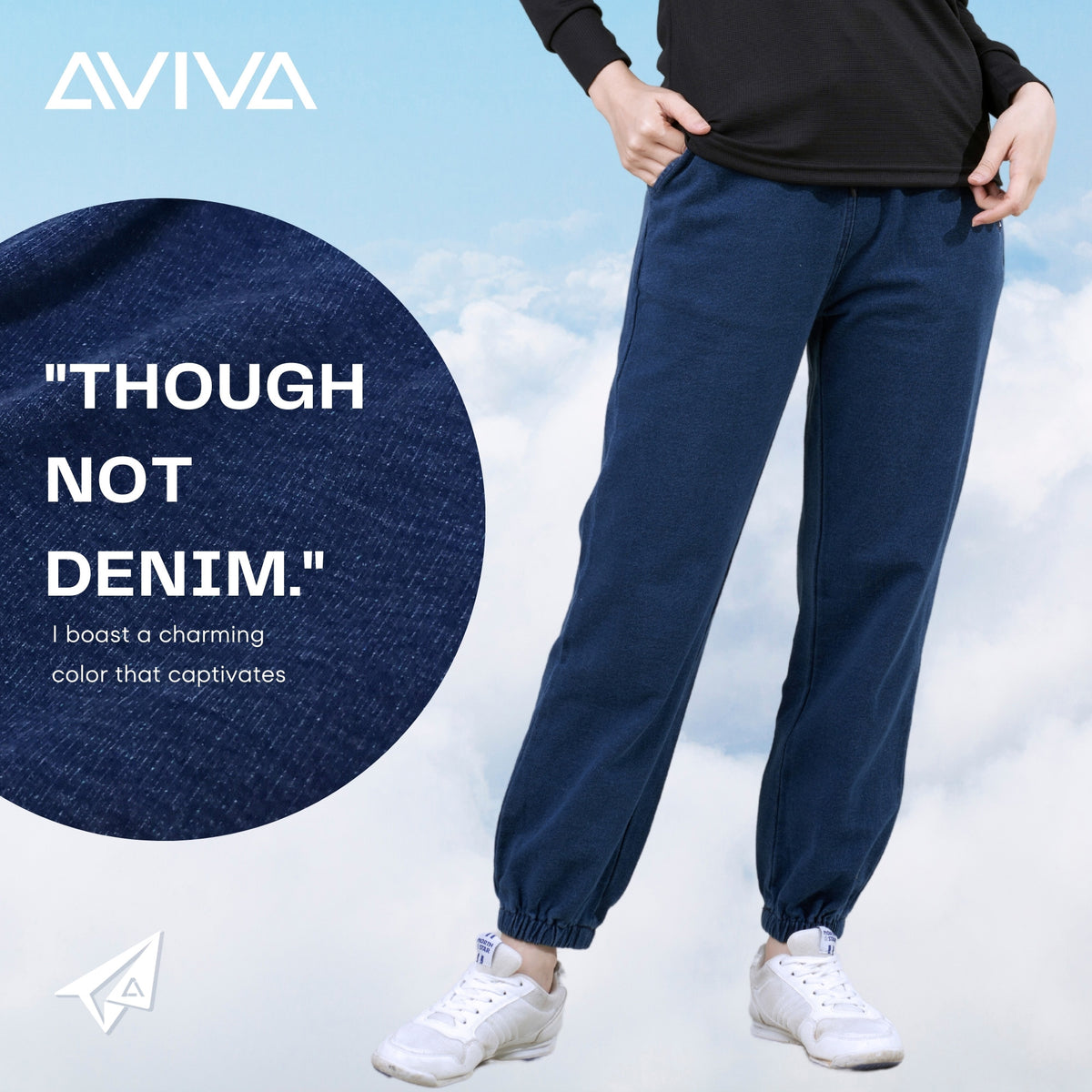 AVIVA A-LINE Lifestyle TerryEase Denim Jogger (81-4221)
